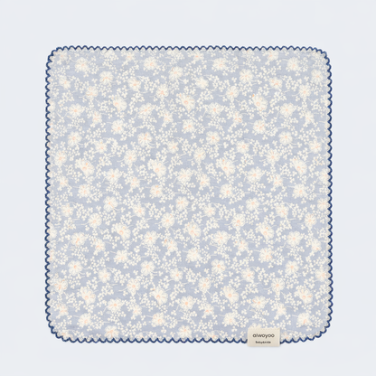 Soft Blue Wildflower Cotton  Handkerchief