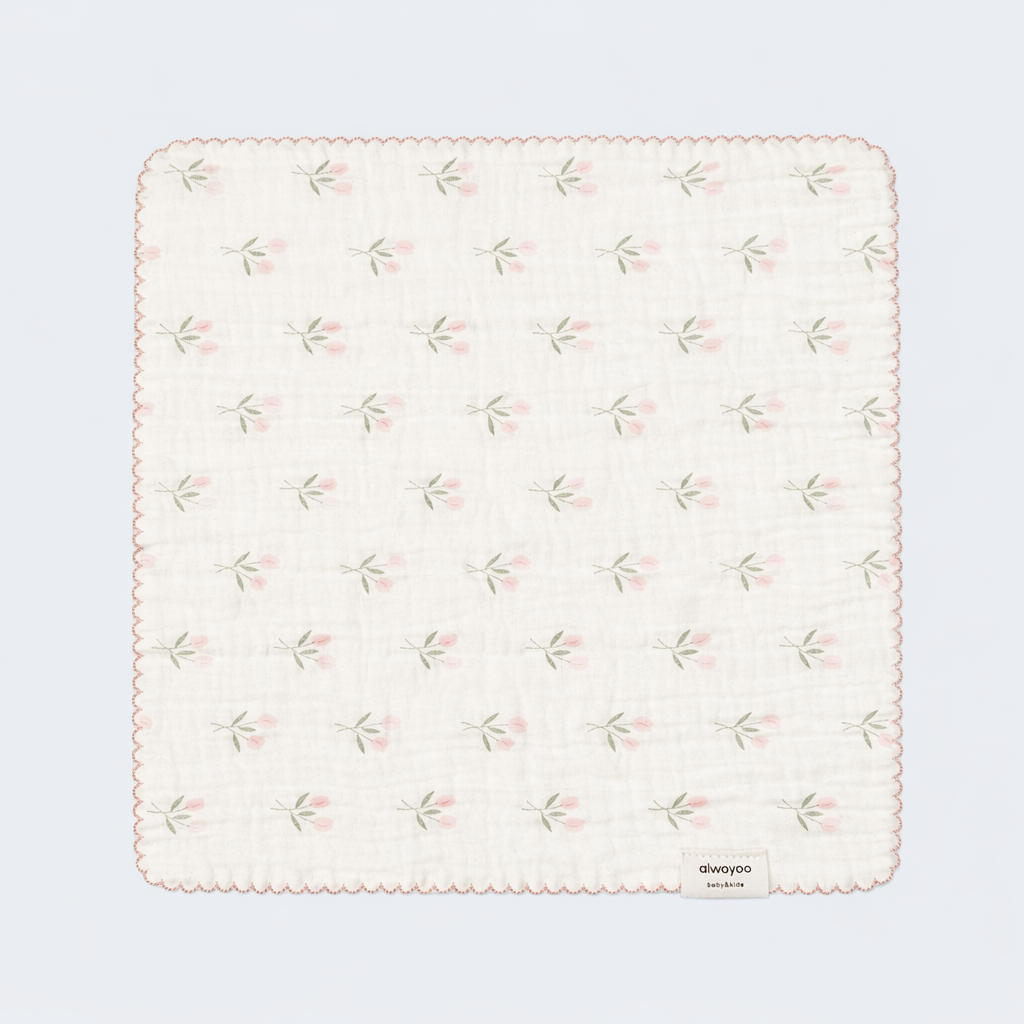 Soft Ivory Tulip Bud Cotton Gauze Handkerchief