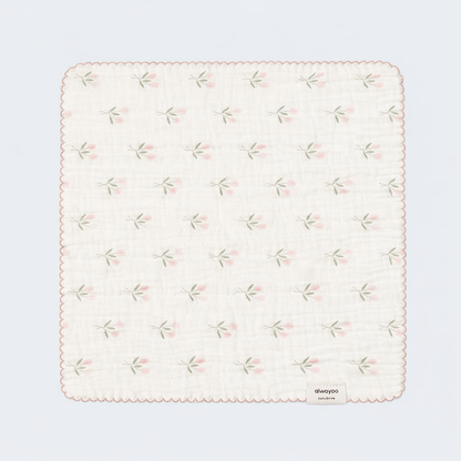 Soft Ivory Tulip Bud Cotton Gauze Handkerchief