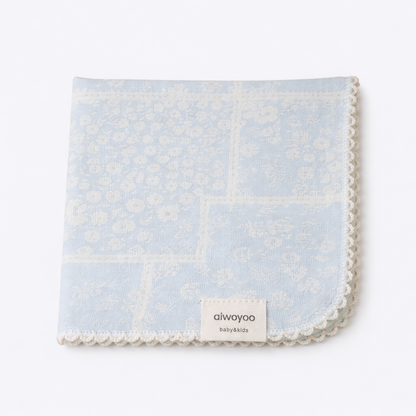 Soft Blue Patchwork Floral Cotton Handkerchief