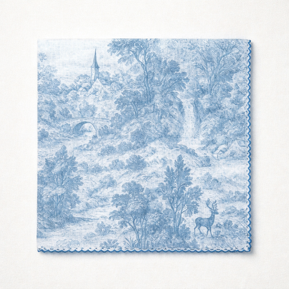 Vintage Toile De Jouy Cotton Handkerchief – Soft Square Petit Scarf