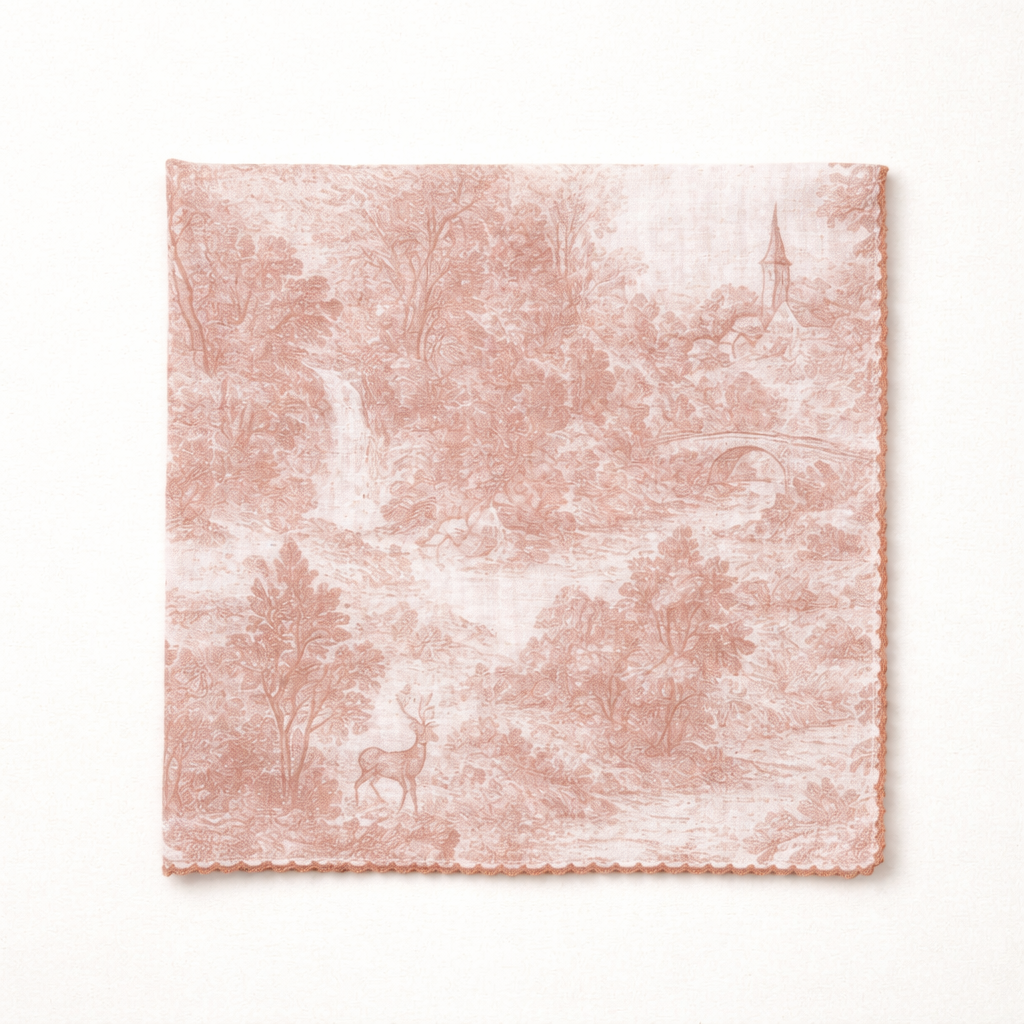 Vintage Toile De Jouy Cotton Handkerchief – Soft Square Petit Scarf