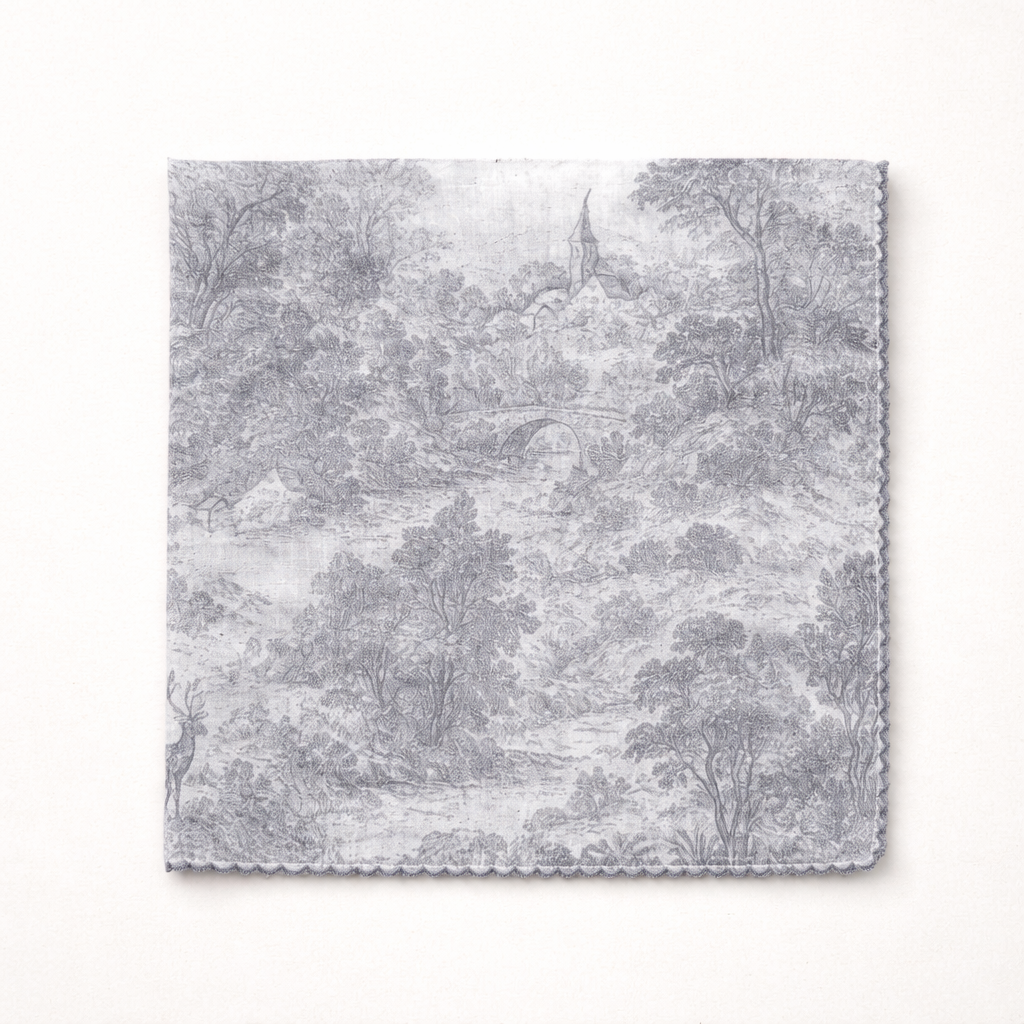 Vintage Toile De Jouy Cotton Handkerchief – Soft Square Petit Scarf