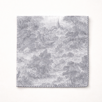 Vintage Toile De Jouy Cotton Handkerchief – Soft Square Petit Scarf