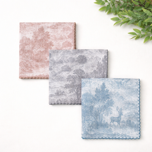 Vintage Toile De Jouy Cotton Handkerchief – Soft Square Petit Scarf