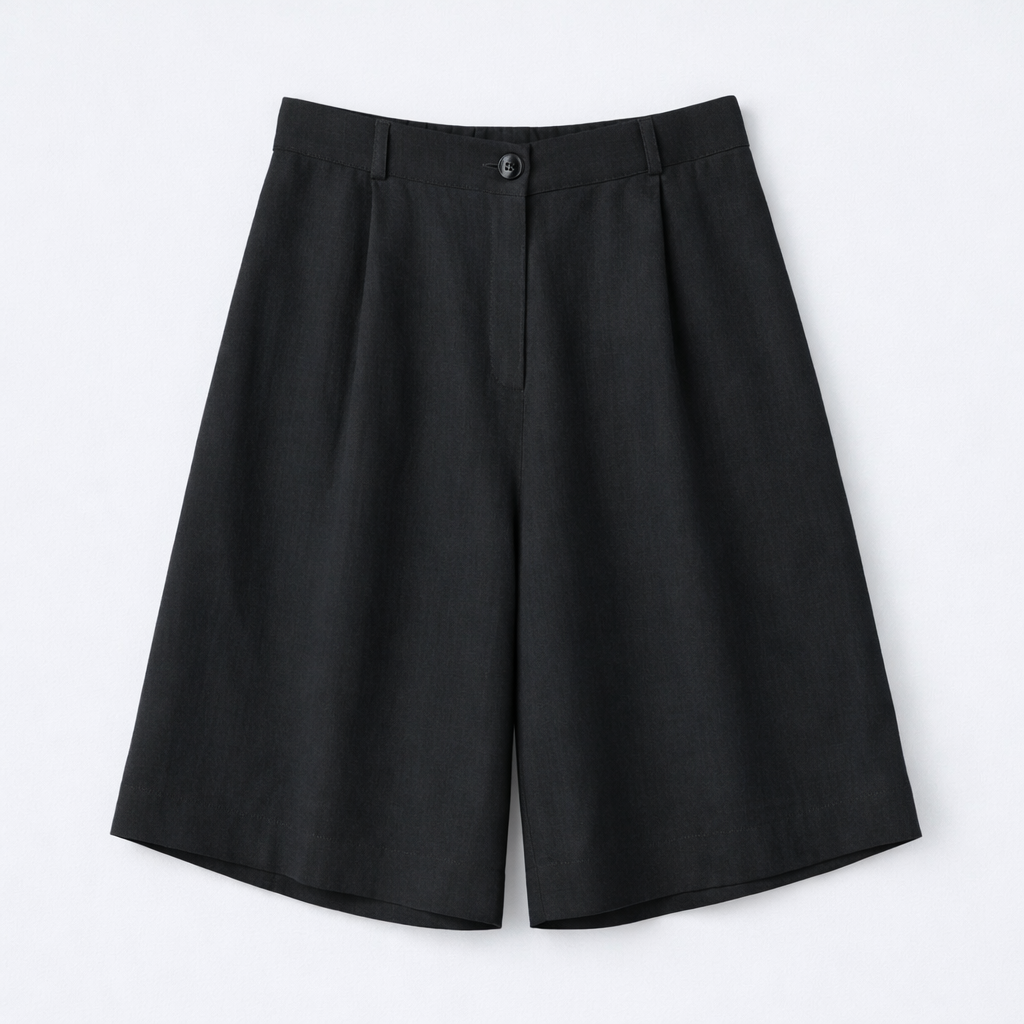 Relaxed Fit Linen Bermuda Shorts – Women One Size