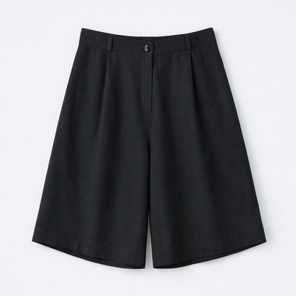Relaxed Fit Linen Bermuda Shorts – Women One Size