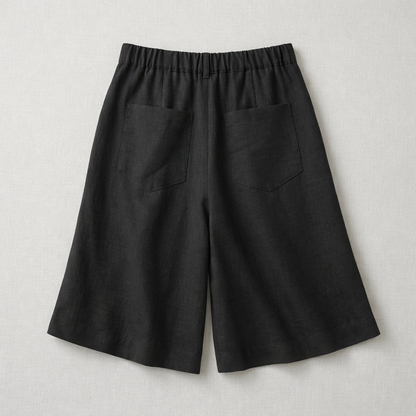 Relaxed Fit Linen Bermuda Shorts – Women One Size
