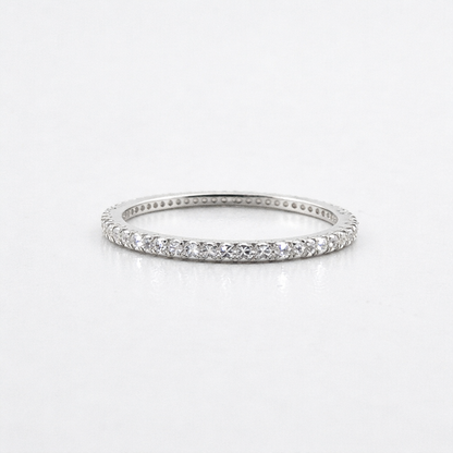 Cubic Zirconia Thread Silver Ring – Slim Minimal Stacking Ring