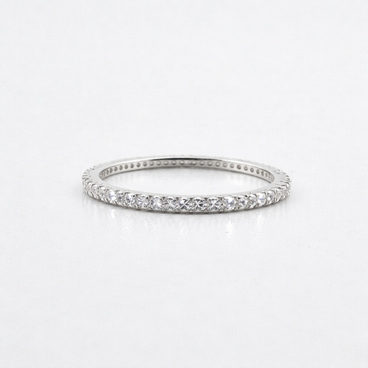 Cubic Zirconia Thread Silver Ring – Slim Minimal Stacking Ring