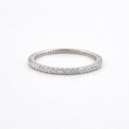 Cubic Zirconia Thread Silver Ring – Slim Minimal Stacking Ring