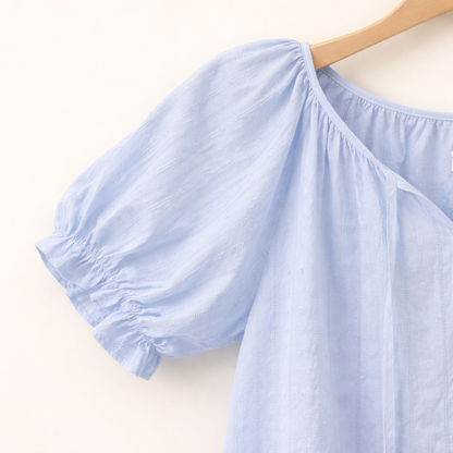 Soft Air Cotton Puff Sleeve Pajama Set – Women One Size