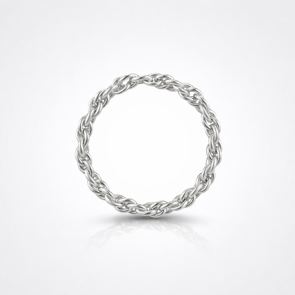 Fluid Twisted Chain Ring in Silver