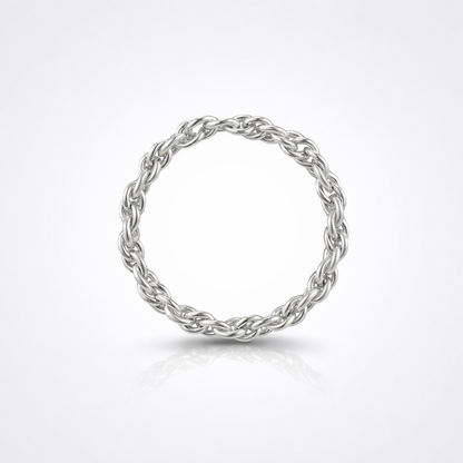 Fluid Twisted Chain Ring in Silver