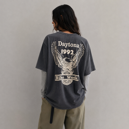 Daytona 1992 Eagle Graphic Tee ( Pigment Dyed ) – Women One Size