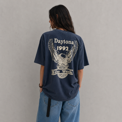 Daytona 1992 Eagle Graphic Tee ( Pigment Dyed ) – Women One Size