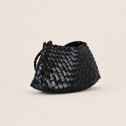 LOBAN Woven Leather Shoulder Bag with Inner Pouch