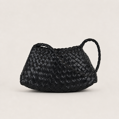 LOBAN Woven Leather Shoulder Bag with Inner Pouch