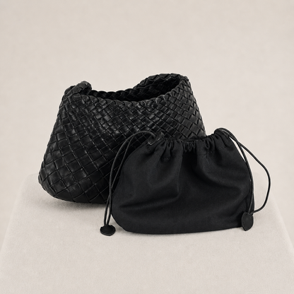 LOBAN Woven Leather Shoulder Bag with Inner Pouch