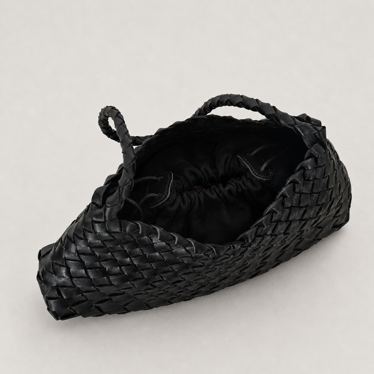 LOBAN Woven Leather Shoulder Bag with Inner Pouch