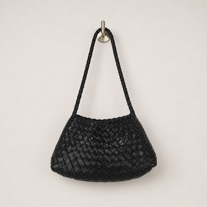 LOBAN Woven Leather Shoulder Bag with Inner Pouch