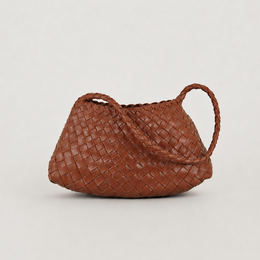 LOBAN Woven Leather Shoulder Bag with Inner Pouch