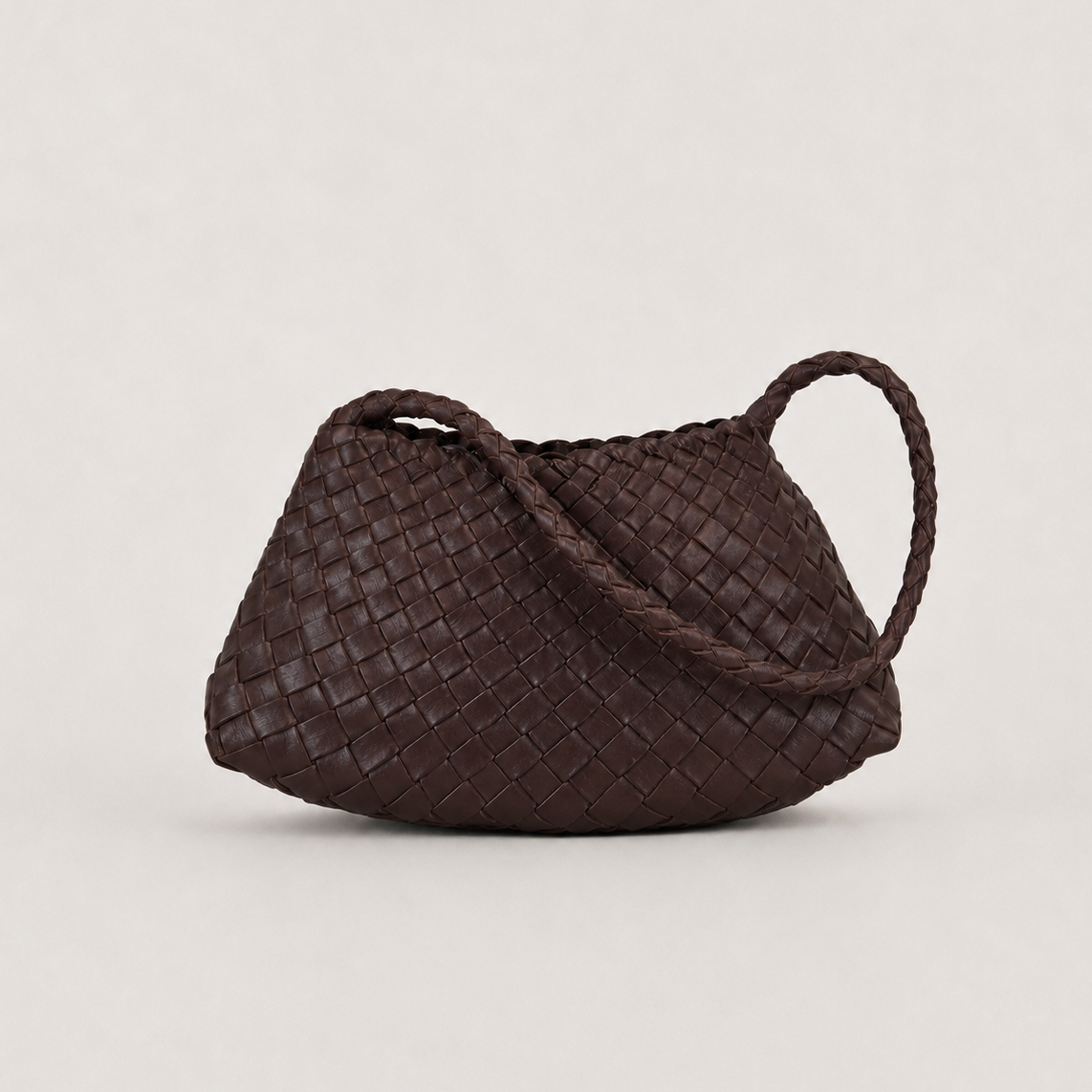 LOBAN Woven Leather Shoulder Bag with Inner Pouch