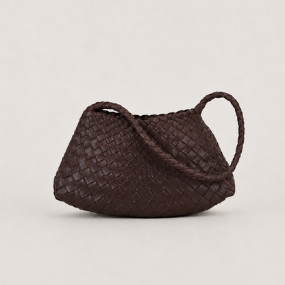 LOBAN Woven Leather Shoulder Bag with Inner Pouch