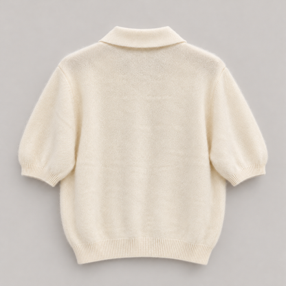 Embellished Collar Wool Cashmere Silk Knit Top - Women One Size