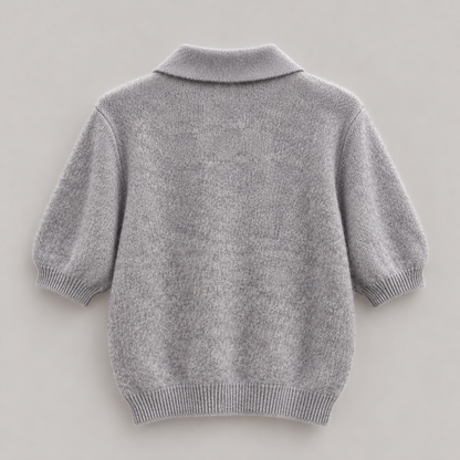 Embellished Collar Wool Cashmere Silk Knit Top - Women One Size