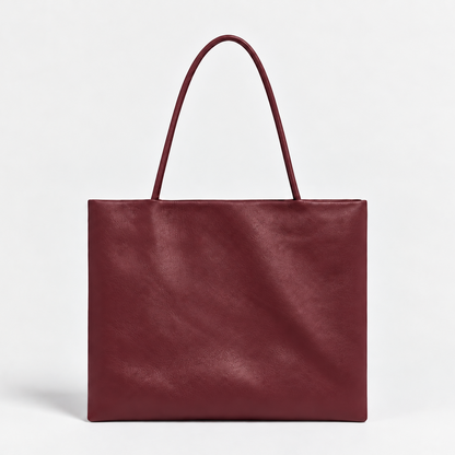 LUNE Double Compartment Lambskin Shoulder Tote - Medium