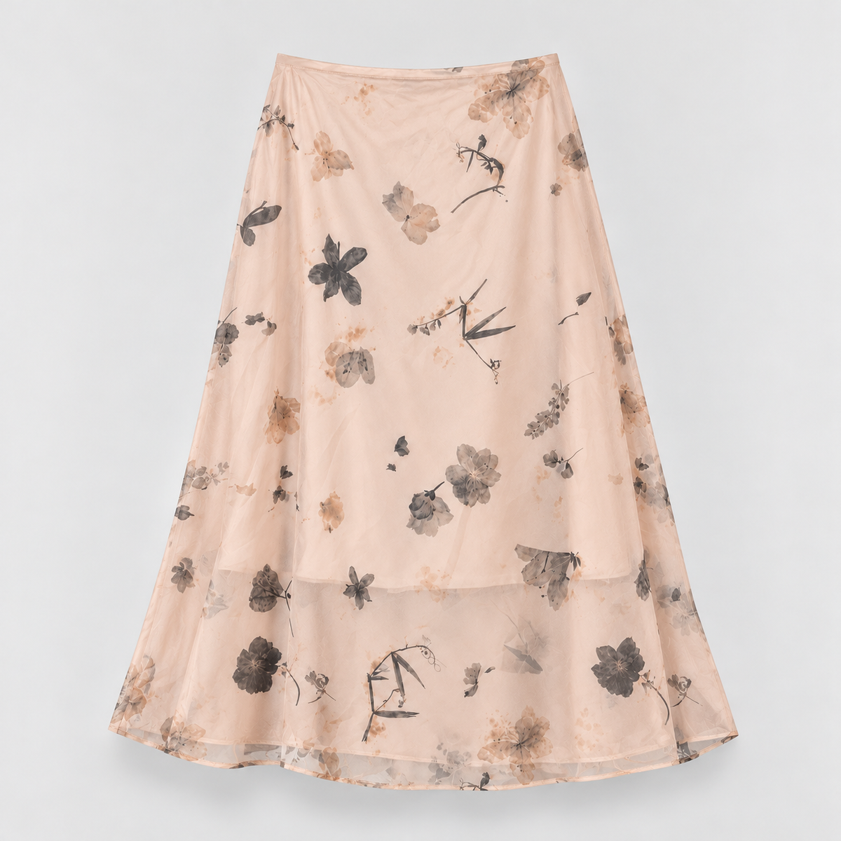Floral Print Chiffon Midi Skirt - Women One Size