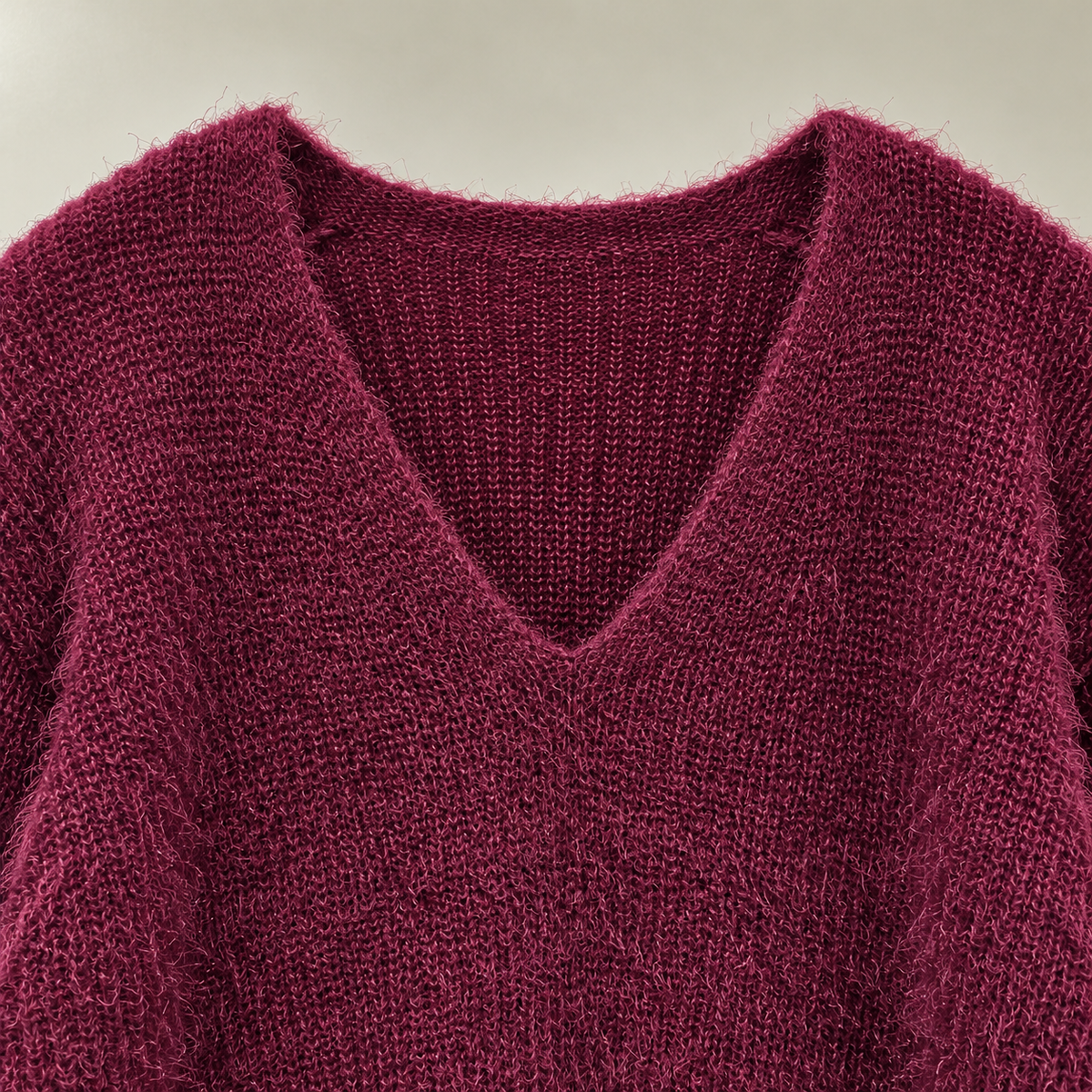 Pine Needle V-Neck Knit Sweater - Women One Size
