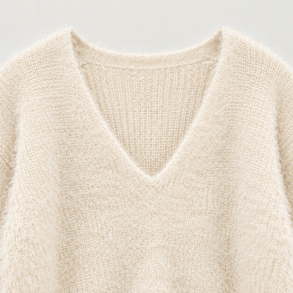Pine Needle V-Neck Knit Sweater - Women One Size