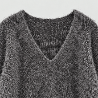 Pine Needle V-Neck Knit Sweater - Women One Size