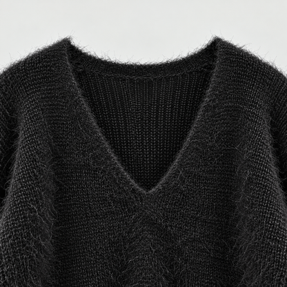 Pine Needle V-Neck Knit Sweater - Women One Size