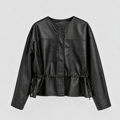Refined Vegan Leather Drawstring Jacket – Women One Size