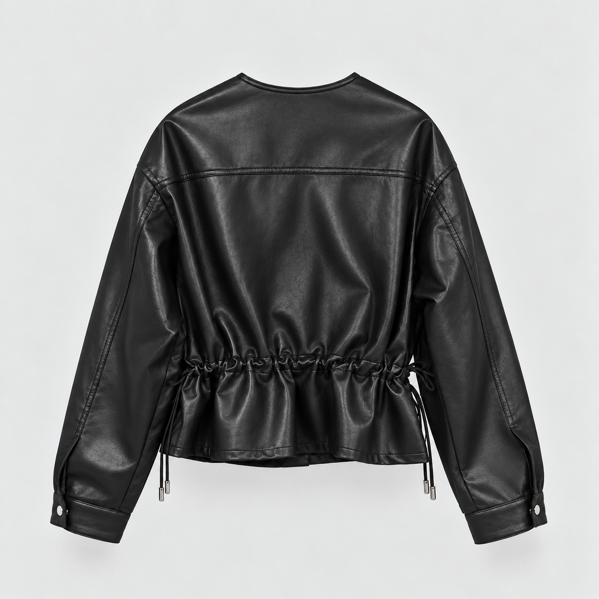 Refined Vegan Leather Drawstring Jacket – Women One Size