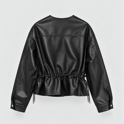 Refined Vegan Leather Drawstring Jacket – Women One Size