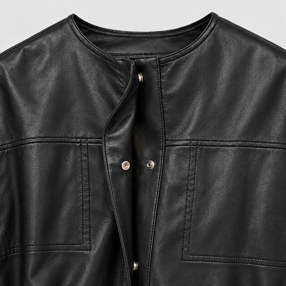 Refined Vegan Leather Drawstring Jacket – Women One Size