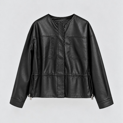 Refined Vegan Leather Drawstring Jacket – Women One Size