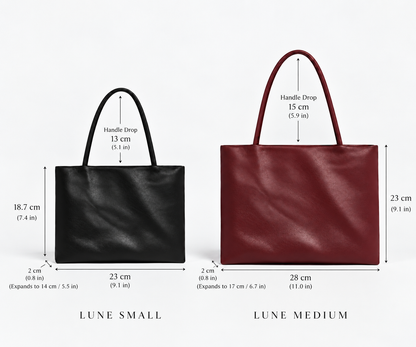 LUNE Double Compartment Lambskin Shoulder Tote - Medium