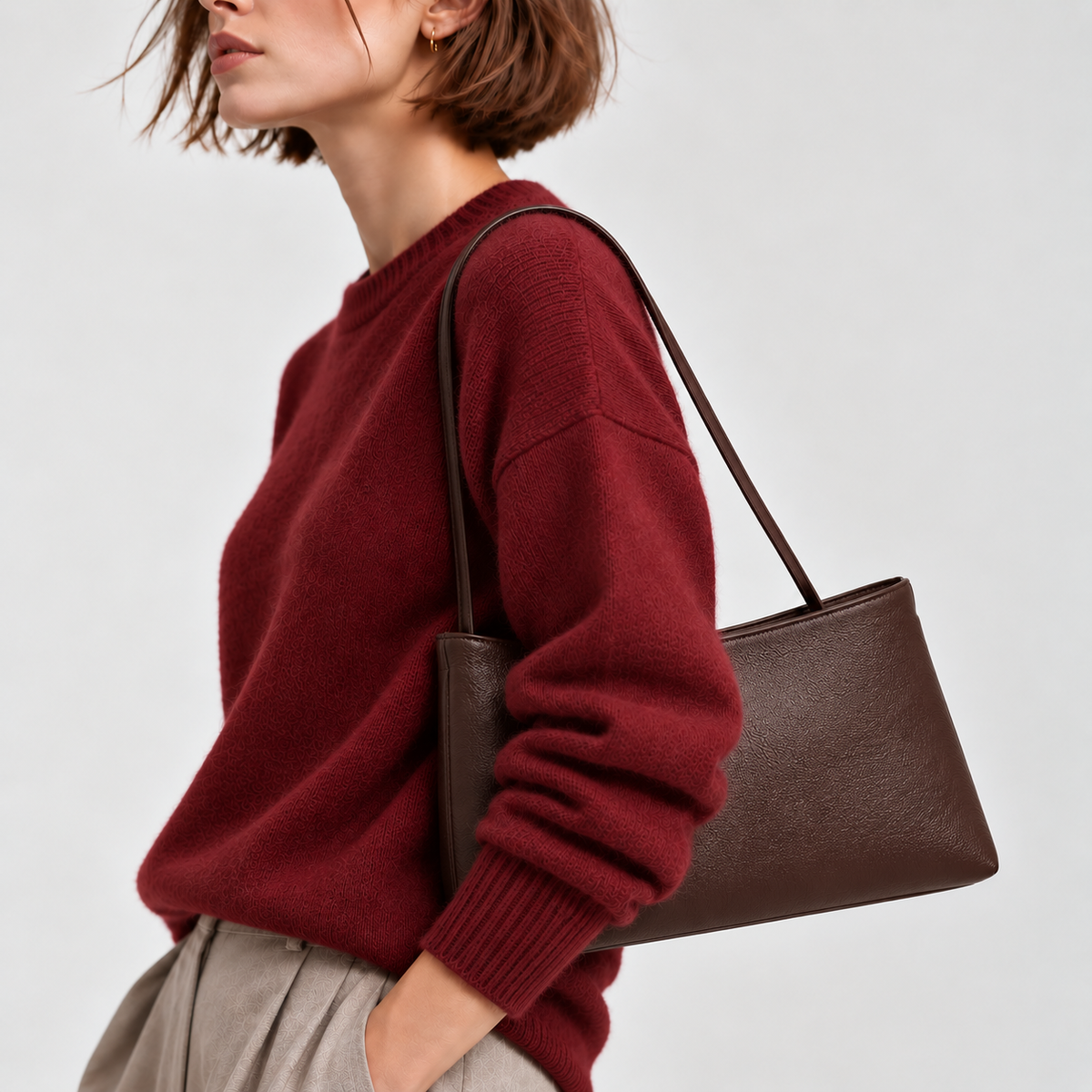 MIREN Refined Cowhide Leather Shoulder Bag