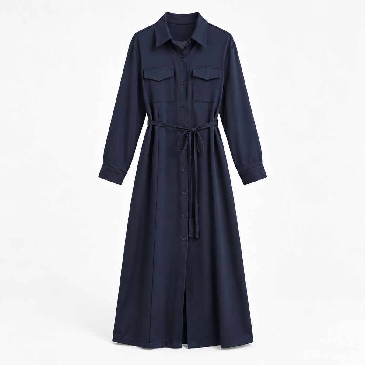 THEA Belted Long Shirt Dress - Women One Size