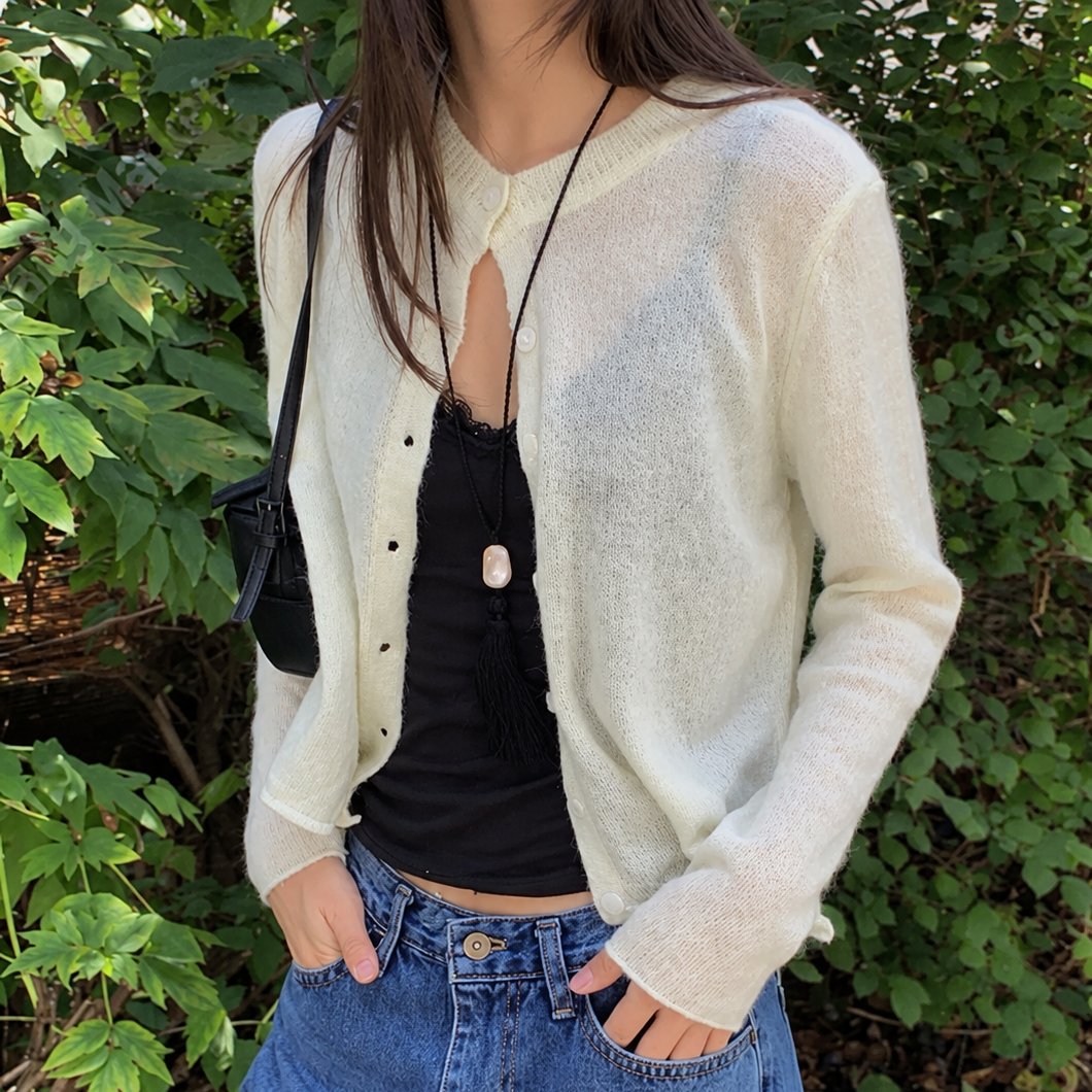 Mohair Knit Cardigan - Women One Size
