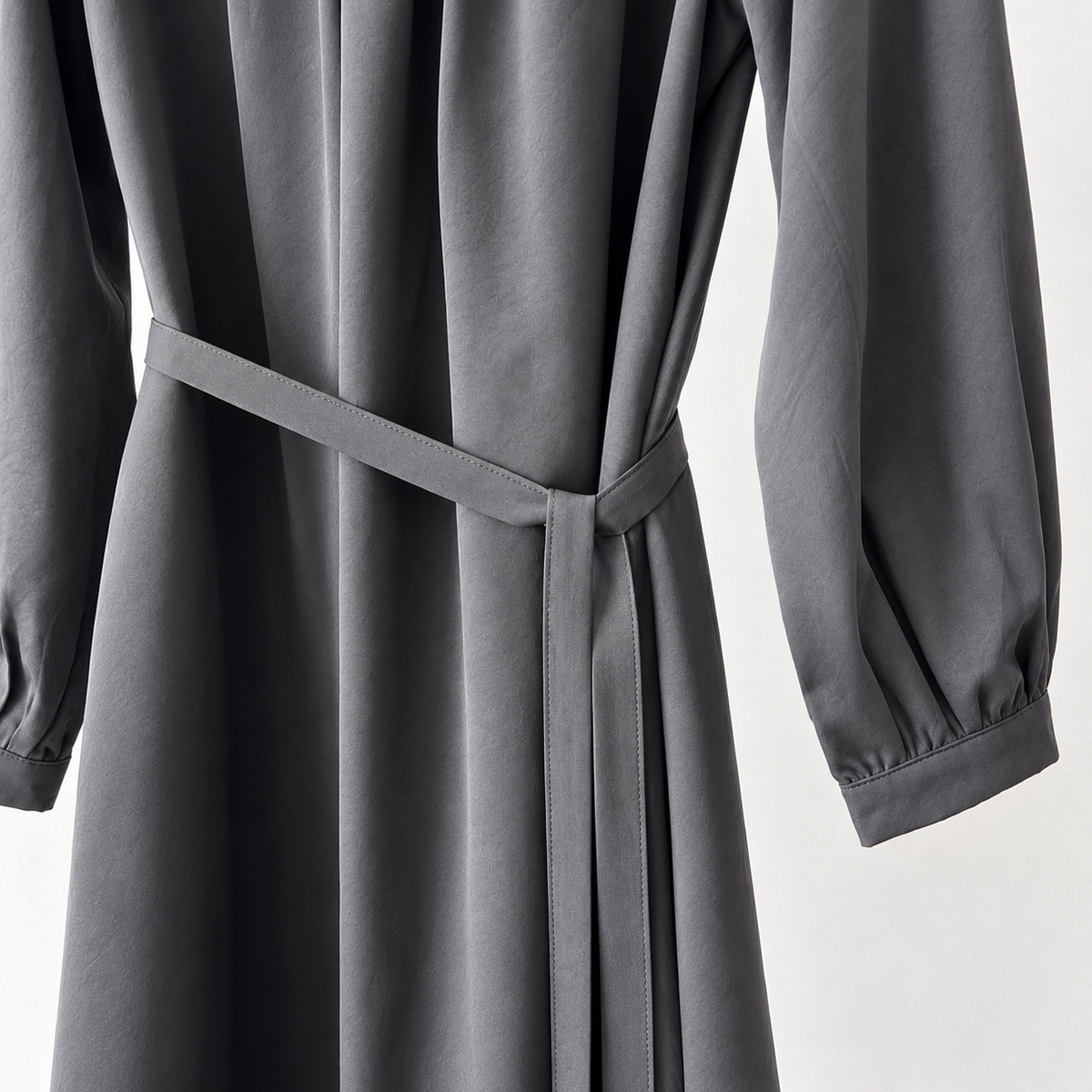 Pintuck Drape Belted Midi Dress - Women One Size