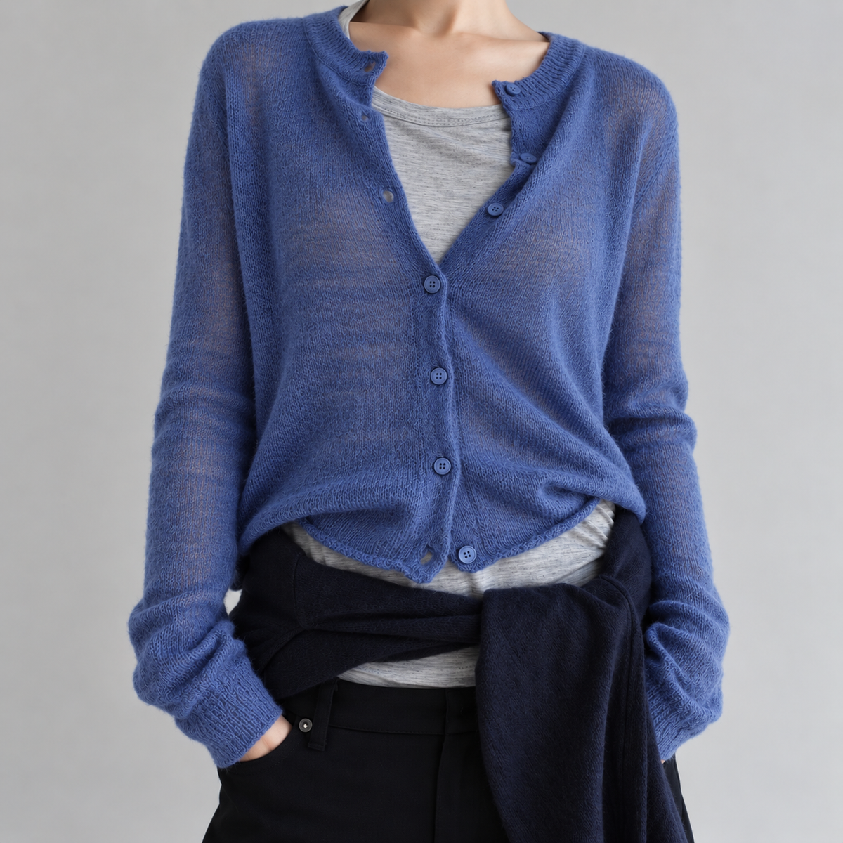 Mohair Knit Cardigan - Women One Size