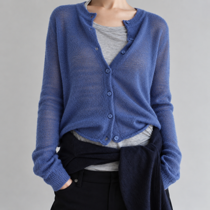Mohair Knit Cardigan - Women One Size