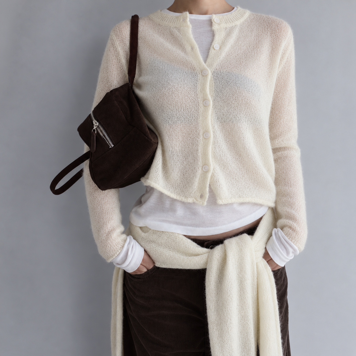 Mohair Knit Cardigan - Women One Size