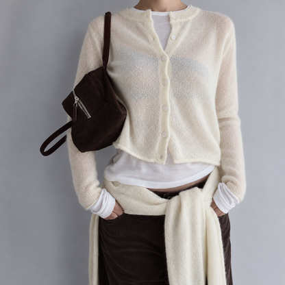 Mohair Knit Cardigan - Women One Size